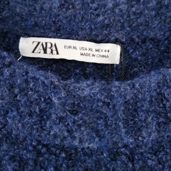 NWT ZARA | Boucle Crewneck Sweater Navy Blue Mens Sz XL - Picture 3 of 6